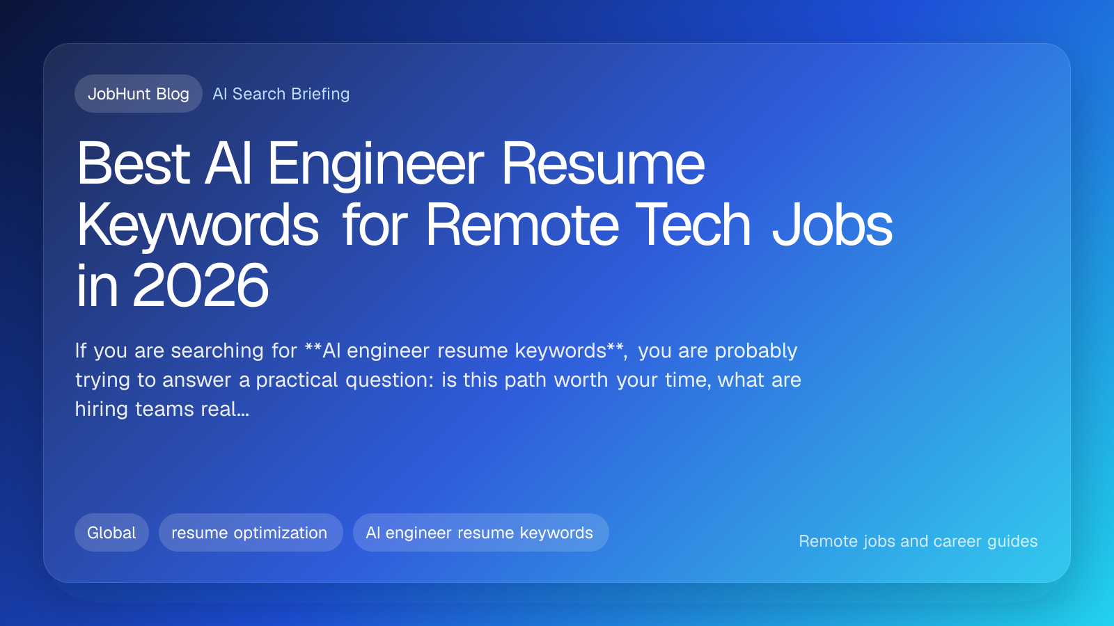 Best AI Engineer Resume Keywords for Remote Tech Jobs in 2026