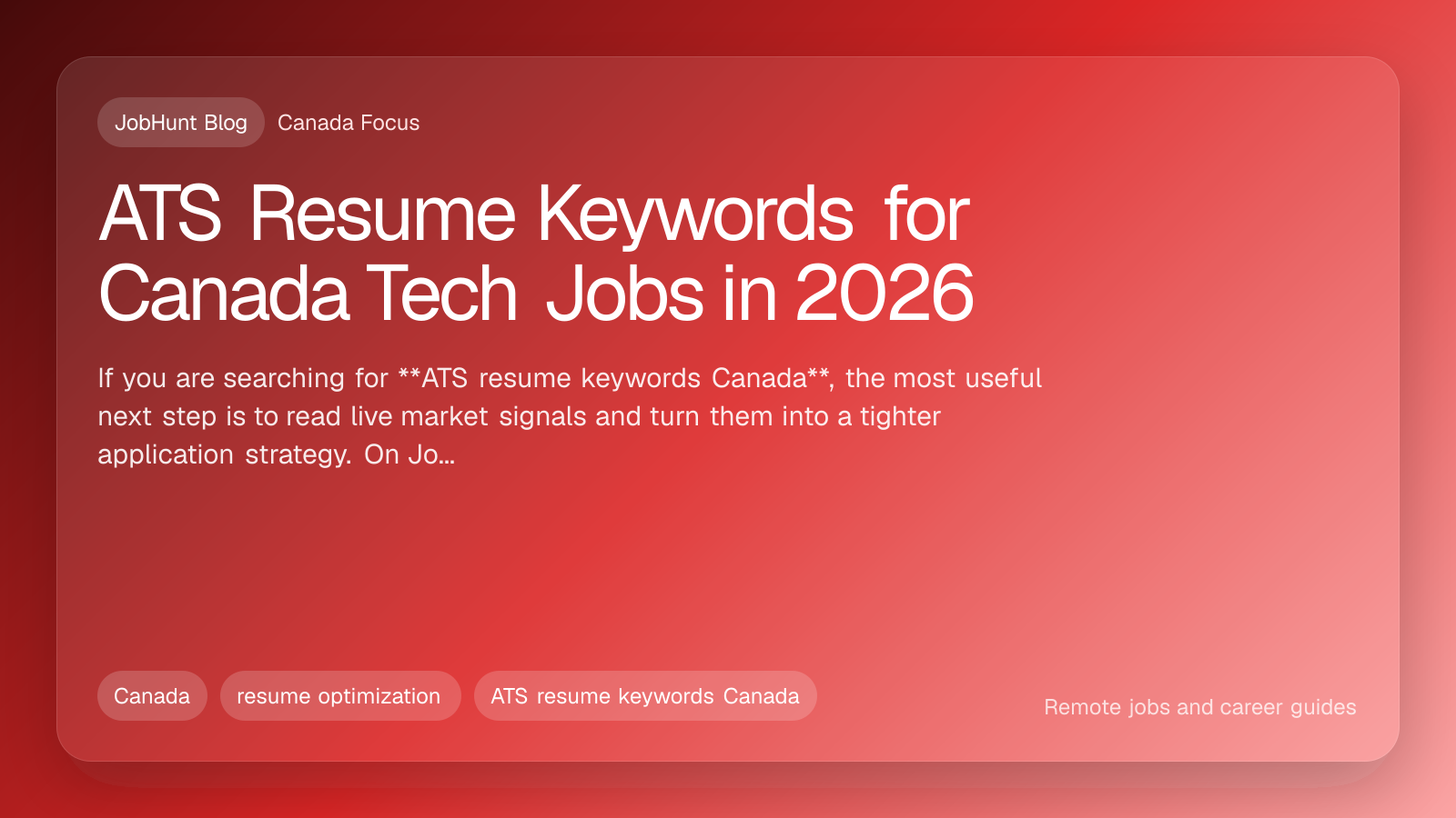 ATS Resume Keywords for Canada Tech Jobs in 2026