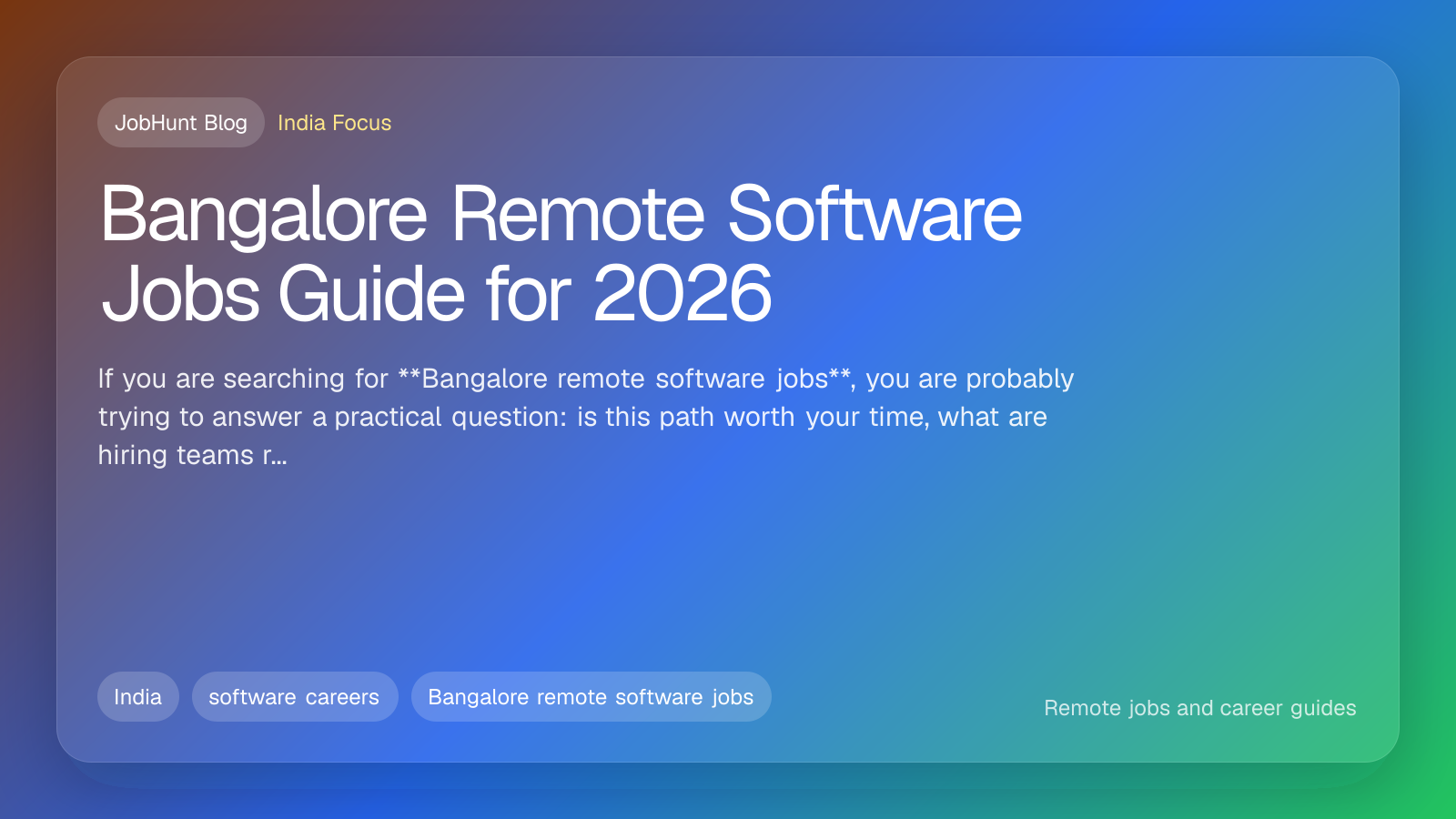 Bangalore Remote Software Jobs Guide for 2026