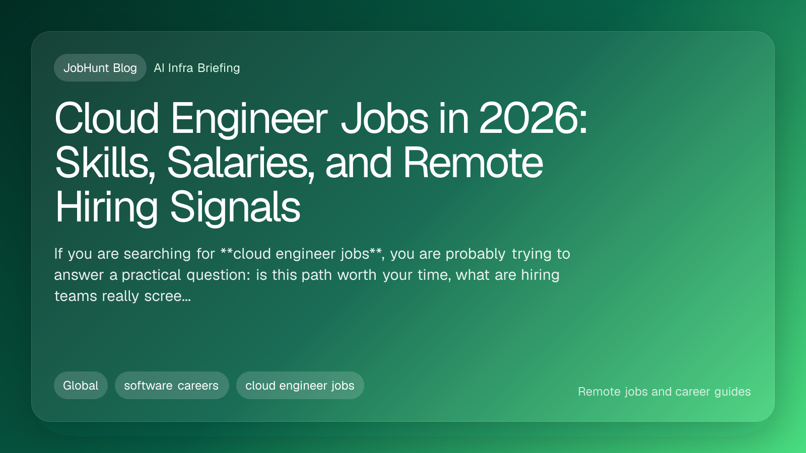 Cloud Engineer Jobs in 2026: Skills, Salaries, and Remote Hiring Signals