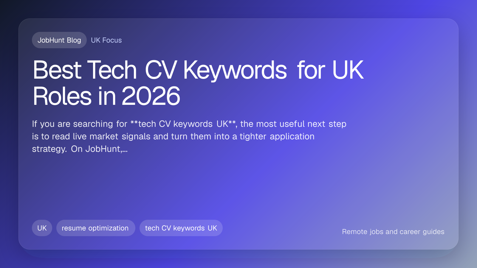 Best Tech CV Keywords for UK Roles in 2026